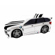 Кровать-машинка с подсветкой и подъемным механизмом+матрас Viorina-Deko Premium BMW Р002 Белый с черным