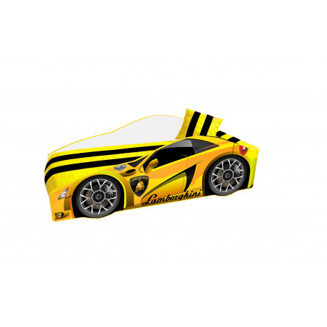 Кровать-машинка с подъемным механизмом+матрас Viorina-Deko Элит Lamborghini Е-3 Желтый