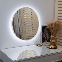 Зеркало с подсветкой в металлической белой раме Art-com МРЛ-1