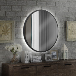 Дзеркало кругле на основі ЛДСП з підсвічуванням Art-com ZL3 Чорне 60х60