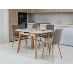 Стол Vetro Mebel керамический раскладной TM-87-1 Травертин матовый/дуб