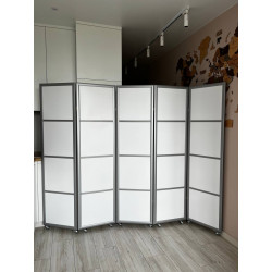 Ширма медицинская на колесиках пластиковая Кантри 5S Серебро 180х240 см