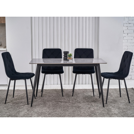 Обеденный керамический стол TM-100 ребекка грей/черный Vetro Mebel