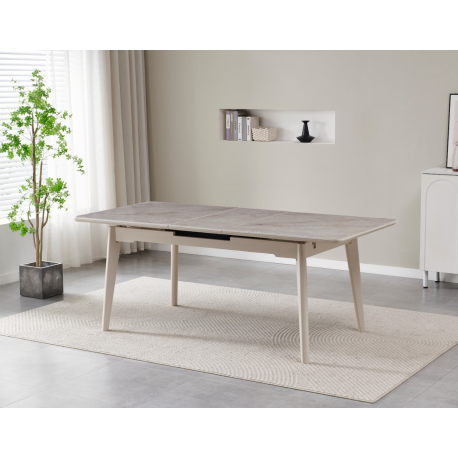 Стол Vetro Mebel обеденный раскладной керамика ТМ-125 Мистик грей/капучино