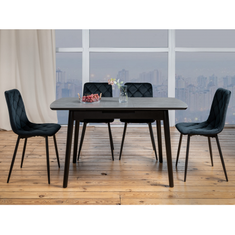 Стол Обеденный Керамический Vetro Mebel TM-87 Раскладной Гриджио Латте/Черный