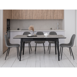 Керамічний стіл Vetro Mebel TM-89 Калакатта Мармур сірий / Чорний