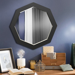 Зеркало восьмиугольное с фацетом на основе ЛДСП Art-com Z1 Черный