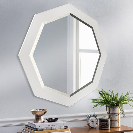 Зеркало восьмиугольное с фацетом на основе ЛДСП Art-com Z2 Белый